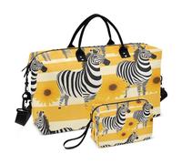 Borsone da viaggio con strisce zebrate con borsa da toilette e tracolla regolabile, per viaggi, palestra, yoga, fine settimana, Multicolore, Taglia unica, Beauty case