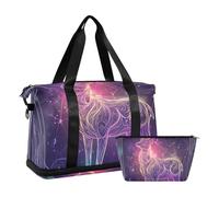 Borsone da viaggio con tarocchi colorati bohémien con tarocchi astrologici cervi borsa da viaggio con tracolla regolabile per yoga pieghevole, colore bohémien tarocchi cervo astrologico, taglia unica,
