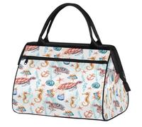 Borsone da viaggio con tartaruga marina, per donne, uomini, bambini, ragazze, ippocampo, ancora, weekend, pernottamento, borsone da 24 l, borsa da cabina per sport, palestra, yoga, Colore, (24L) UK,