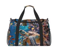 Borsone da viaggio con tartaruga sottomarina conchiglia, oceano, animale, palestra, pernottamento, weekender, per uomini e donne, leggero, bagaglio a mano per allenamento e vacanze
