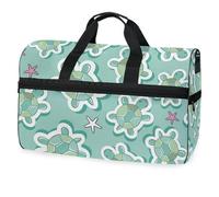 Borsone da viaggio con tartarughe e stelle marine su un blu per uomini, donne, ragazzi, ragazze, adolescenti, borsa sportiva oversize con scomparto per scarpe, borsa per allenamento durante la notte,