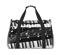 Borsone da viaggio con tastiera per pianoforte, note musicali, palestra, pernottamento, weekender, per uomini e donne, leggero, bagaglio a mano per allenamento e vacanze