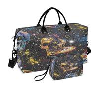 Borsone da viaggio con teschio, borsa da palestra, con teschi messicani e stelle spaziali, borsa da viaggio, borsa da bagno da donna, Multi 38., Taglia unica