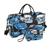 Borsone da viaggio con teschio, borsa da palestra, teschi e papaveri blu, borse da donna con borsa da toilette borsa da viaggio borsa da nuoto, Multi 68, Taglia unica