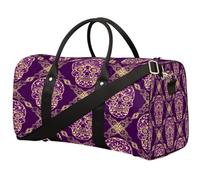 Borsone da viaggio con teschio del giorno dei morti, borsa sportiva viola, borsa da palestra pieghevole, borsa per la notte, borsa da viaggio per donne e uomini, Teschio Giorno Dei Morti, 17.4(L) x