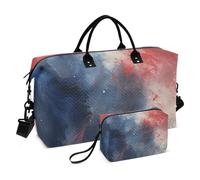 Borsone da viaggio con texture marmorizzata rossa e nera, borsone da viaggio per la notte, borse per il weekend, per sport, palestra, borsa da toeletta per viaggi, set da 2 pezzi, Texture marmo rosso