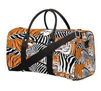 Borsone da viaggio con tigre e zebra, per donne, uomini, bambini, ragazze, ragazzi, motivo zebrato, 22,7 l, borsa a tracolla per sport, palestra, viaggi, Colore, 22.7 L, Organizer per borse