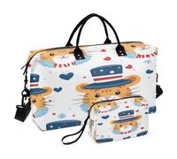 Borsone da viaggio, con tigre in stile cartone animato, borsa da palestra con borsa portaoggetti, borsa per la notte, per uomini e donne, viaggi, sport, yoga, Multicolore, Taglia unica