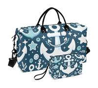 Borsone da viaggio, con timone a forma di lancia, borsa da palestra blu con borsa portaoggetti, borsa per la notte, per uomini e donne, viaggi, sport, yoga, Multicolore, Taglia unica