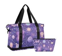 Borsone da viaggio con tracolla regolabile, impermeabile, da viaggio, da palestra, per weekender/pernottamento, colore: viola, Viola misterioso pianeta universo, 1 size