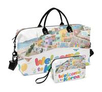 Borsone da viaggio con tracolla regolabile per allenamento, pieghevole, benvenuto in Corea scenario cultura