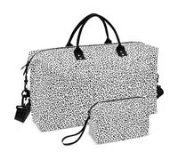 Borsone da viaggio con tracolla regolabile, per viaggi di lavoro, set da 2 pezzi, stampa leopardo sfondo bianco