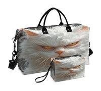 Borsone da viaggio con tracolla regolabile per viaggio, set da 2 pezzi, con divertente motivo con angora turca e gatti rabbia