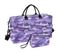 Borsone da viaggio con tracolla regolabile, per yoga, set da 2 pezzi, moderno, decorazione mimetica viola