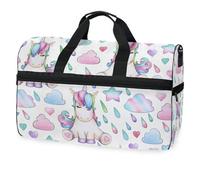 Borsone da viaggio con unicorno arcobaleno per uomini, donne, ragazzi, ragazze, adolescenti, borsa sportiva oversize con scomparto per scarpe, per la notte, il fine settimana, yoga, allenamento, borsa
