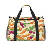 Borsone da viaggio con verdure in stile cartone animato, grande, pieghevole, impermeabile, per la notte, spiaggia, piscina, sport, palestra