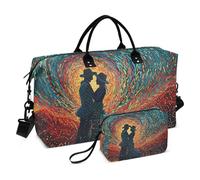 Borsone da viaggio, coppia sotto cielo stellato, borsa da palestra con borsa portaoggetti, borsa per la notte, per uomini e donne, viaggi, sport, yoga, Multicolore, Taglia unica