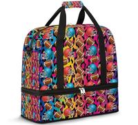 Borsone da viaggio da calcio colorato leopardo per donne e uomini USA Soccer Weekend Borse da notte pieghevoli Wet Seperated 47 L Tote Bag per sport palestra yoga, Colore, 47 L, Organizer per borse