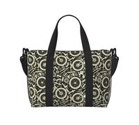 Borsone da viaggio da donna, borsa da viaggio con motivo meccanico per bici, borsa da viaggio, essenziale per viaggi, sport, palestra, uomo e donna