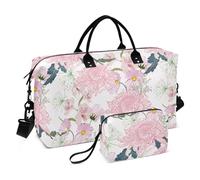 Borsone da viaggio da donna con fiori e crisantemo, borsa da palestra per la notte, con borsa da toilette per palestra, set da 2 pezzi, Crisantemo dei fiori, Set of 2