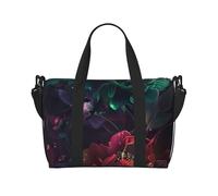 Borsone da viaggio da donna, con garofano rosso e verde, borsa da viaggio, borsa essenziale da viaggio, borsa da palestra per uomini e donne