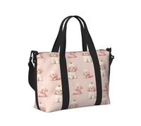 Borsone da viaggio da donna, con stampa di cucciolo di corona, rosa, bianco, articolo personale durante la notte, weekender, sport, borsa da palestra per uomo e donna