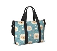 Borsone da viaggio da donna, con stampa di pecore, colore bianco, articolo personale, per la notte, per il weekender, sport, da portare in palestra, per uomini e donne