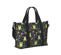 Borsone da viaggio da donna, con stampa di rana e fiori, per la notte, per lo sport, per il fine settimana, per uomini e donne