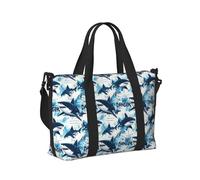 Borsone da viaggio da donna, con stampa di squalo blu, per uso personale, per la notte, per il weekender, lo sport, da portare in palestra, per uomini e donne