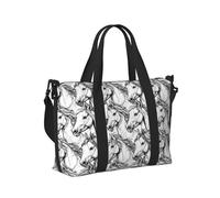 Borsone da viaggio da donna, con stampa di un cavallo bianco, articolo personale durante la notte, weekender, sport, borsa da palestra per uomo e donna