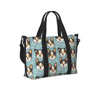 Borsone da viaggio da donna, con stampa di un simpatico cane in stile cartone animato, articolo personale durante la notte, weekender, sport, borsa da palestra per uomini e donne