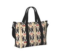Borsone da viaggio da donna, con stampa di un simpatico fiocco e cane, articolo personale durante la notte, weekender, sport, borsa da palestra per uomo e donna