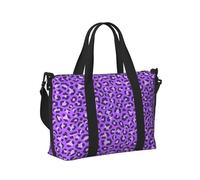 Borsone da viaggio da donna, con stampa leopardata viola viola, articolo personale durante la notte, weekender, sport, borsa da palestra per uomo e donna