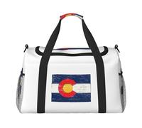 Borsone da viaggio da donna, con stampa mappa della bandiera del Colorado, borsa da palestra, borsa da viaggio, borsa da viaggio per la notte, nero, Taglia unica