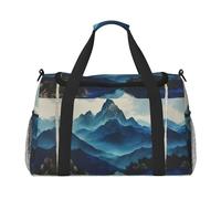 Borsone da viaggio da donna con stampa montagne rocciose Weekender durante la notte borsa da palestra borsa da viaggio, nero, Taglia unica