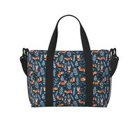 Borsone da viaggio da donna, con volpi giocose e blu bosco, borsa da viaggio, borsa da viaggio, borsa da palestra per uomini e donne