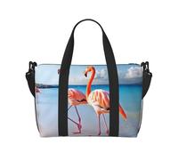 Borsone da viaggio da donna, grande borsa a tracolla per weekender, borsa da palestra sportiva da uomo, borsa tote da portare con sé, fenicottero sulla spiaggia, borsa da viaggio essenziale