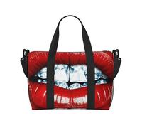Borsone da viaggio da donna, grande borsa a tracolla per weekender, borsa da palestra sportiva da uomo, borsa tote da portare avanti, labbra rosse con borsa da viaggio per oggetti essenziali da
