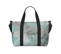 Borsone da viaggio da donna, grande borsa a tracolla per weekender, borsa da palestra sportiva da uomo, borsa tote da portare avanti, borsa da viaggio con foglie grigio menta per oggetti essenziali da