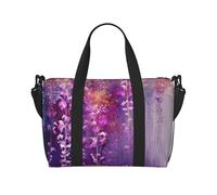 Borsone da viaggio da donna, grande borsa a tracolla per weekender, borsa da palestra sportiva da uomo, borsa tote da portare avanti, borsa da viaggio con fiori viola astratti piangenti per oggetti