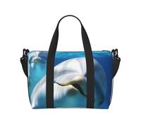 Borsone da viaggio da donna, grande borsa a tracolla per weekender, borsa da palestra sportiva da uomo, borsa tote da portare avanti, delfino con un sorriso borsa da viaggio per oggetti essenziali da