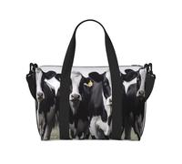 Borsone da viaggio da donna, grande borsa a tracolla per weekender, borsa da palestra sportiva da uomo, borsa tote da portare a mano, borsa da viaggio con mucche bianche nere per oggetti essenziali da