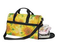 Borsone da viaggio da donna per la notte con girasole e scomparto per scarpe, Girasole per la festa dei genitori, 20.5×13.6×10 inches