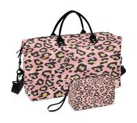 Borsone da viaggio da palestra alla moda con pelle di leopardo rosa per donne e uomini borse da viaggio, Multi