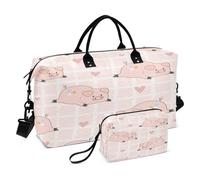Borsone da viaggio da palestra carino maiale rosa cuori per donne uomini borse tote weekend, Multi