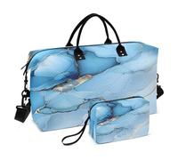 Borsone da viaggio da palestra, con marmo dorato blu, borsa da viaggio con borsa da toeletta per aereo, viaggi, palestra, yoga, Marmo Dorato Blu, Taglia unica, alla moda