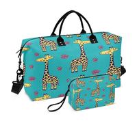 Borsone da viaggio da palestra, motivo giraffa africana con fiori, per donne e uomini, borse da viaggio, Multi