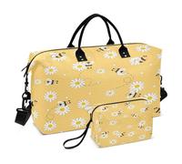 Borsone da viaggio da palestra Summer Daisy Bee giallo per donne e uomini borse da weekend, Multi