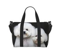 Borsone da viaggio da uomo, borsa da palestra Bichon Frise con tracolla, grande borsa da palestra da donna, borsa da viaggio per la notte, borsa pieghevole per aeroplano