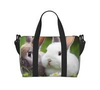 Borsone da viaggio da uomo, borsa da palestra con due piccoli coniglietti carini, borsa da viaggio con tracolla, grande borsa da palestra per donne, borsa da viaggio per weekender, borsa pieghevole